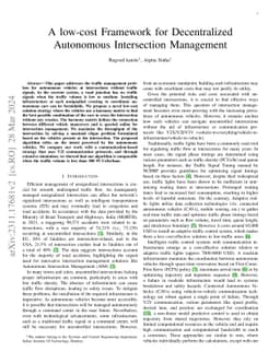 A low-cost Framework for Decentralized Autonomous Intersection
  Management