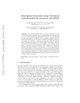 Description Generation using Variational Auto-Encoders for precursor
  microRNA