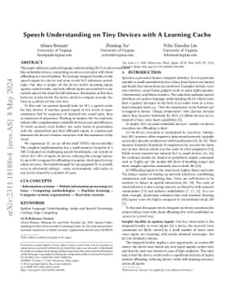 Speech Understanding on Tiny Devices with A Learning Cache