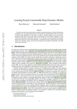 Learning Exactly Linearizable Deep Dynamics Models