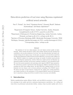 Data-driven prediction of tool wear using Bayesian-regularized
  artificial neural networks