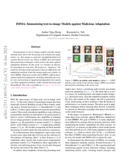 IMMA: Immunizing text-to-image Models against Malicious Adaptation