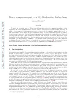 Binary perceptrons capacity via fully lifted random duality theory