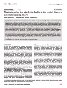 Medication abortion via digital health in the United States: a
  systematic scoping review
