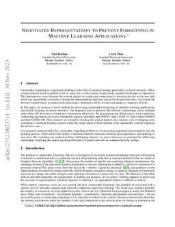 Negotiated Representations to Prevent Forgetting in Machine Learning
  Applications