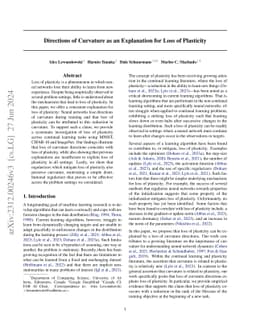 Directions of Curvature as an Explanation for Loss of Plasticity