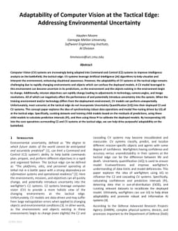 Adaptability of Computer Vision at the Tactical Edge: Addressing
  Environmental Uncertainty