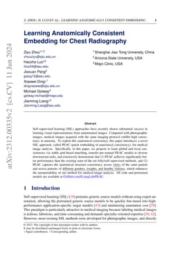 Learning Anatomically Consistent Embedding for Chest Radiography