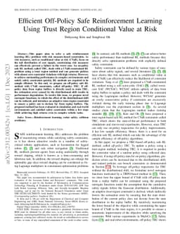 Efficient Off-Policy Safe Reinforcement Learning Using Trust Region
  Conditional Value at Risk