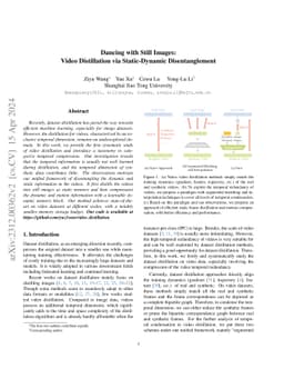 Dancing with Still Images: Video Distillation via Static-Dynamic
  Disentanglement