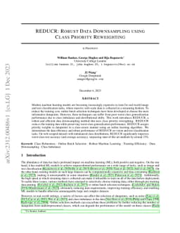 REDUCR: Robust Data Downsampling Using Class Priority Reweighting
