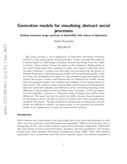 Generative models for visualising abstract social processes: Guiding
  streetview image synthesis of StyleGAN2 with indices of deprivation