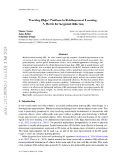 Tracking Object Positions in Reinforcement Learning: A Metric for
  Keypoint Detection (extended version)