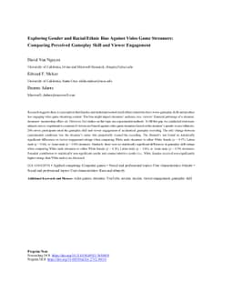 Exploring Gender and Racial/Ethnic Bias Against Video Game Streamers:
  Comparing Perceived Gameplay Skill and Viewer Engagement