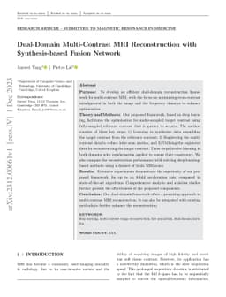 Dual-Domain Multi-Contrast MRI Reconstruction with Synthesis-based
  Fusion Network