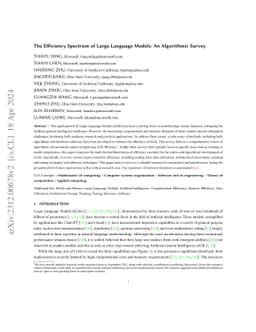 The Efficiency Spectrum of Large Language Models: An Algorithmic Survey