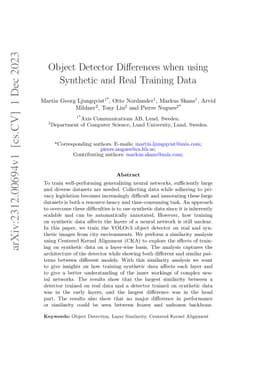 Object Detector Differences when using Synthetic and Real Training Data