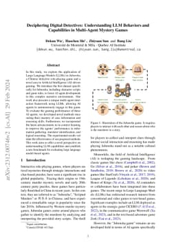 Deciphering Digital Detectives: Understanding LLM Behaviors and
  Capabilities in Multi-Agent Mystery Games