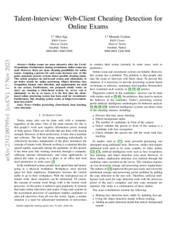 Talent-Interview: Web-Client Cheating Detection for Online Exams
