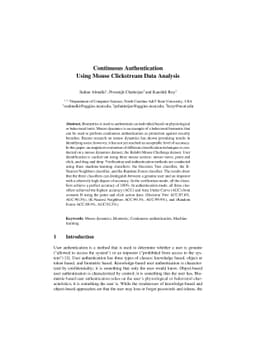 Continuous Authentication Using Mouse Clickstream Data Analysis