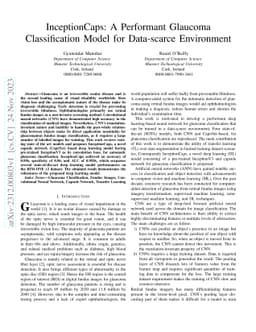 InceptionCaps: A Performant Glaucoma Classification Model for
  Data-scarce Environment