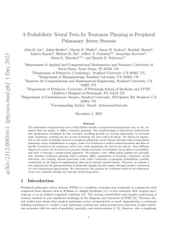 A Probabilistic Neural Twin for Treatment Planning in Peripheral
  Pulmonary Artery Stenosis