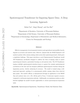 Spatiotemporal Transformer for Imputing Sparse Data: A Deep Learning
  Approach