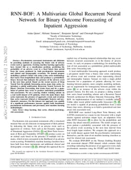 RNN-BOF: A Multivariate Global Recurrent Neural Network for Binary
  Outcome Forecasting of Inpatient Aggression