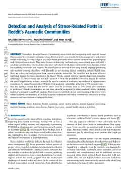 Detection and Analysis of Stress-Related Posts in Reddit Acamedic
  Communities