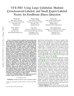 UCE-FID: Using Large Unlabeled, Medium Crowdsourced-Labeled, and Small
  Expert-Labeled Tweets for Foodborne Illness Detection