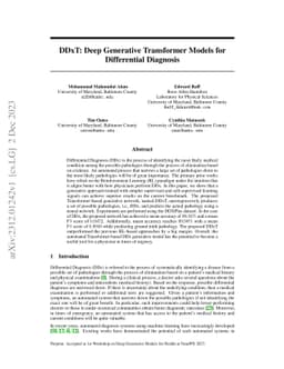 DDxT: Deep Generative Transformer Models for Differential Diagnosis