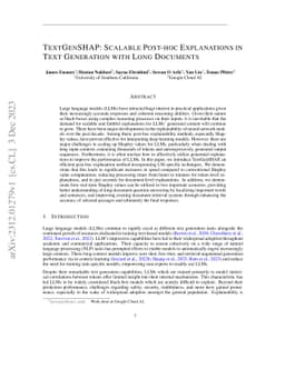 TextGenSHAP: Scalable Post-hoc Explanations in Text Generation with Long
  Documents