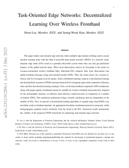 Task-Oriented Edge Networks: Decentralized Learning Over Wireless
  Fronthaul