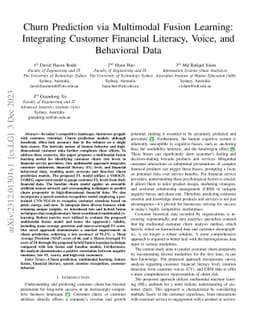 Churn Prediction via Multimodal Fusion Learning:Integrating Customer
  Financial Literacy, Voice, and Behavioral Data