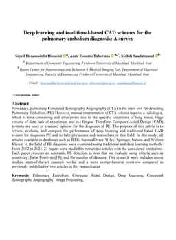 Deep learning and traditional-based CAD schemes for the pulmonary
  embolism diagnosis: A survey