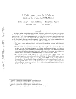 A Tight Lower Bound for 3-Coloring Grids in the Online-LOCAL Model