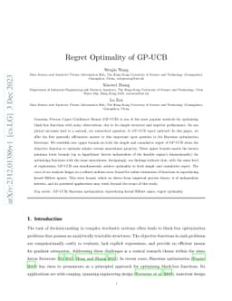 Regret Optimality of GP-UCB