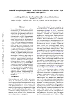 Towards Mitigating Perceived Unfairness in Contracts from a Non-Legal
  Stakeholder's Perspective