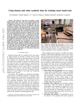 Using human and robot synthetic data for training smart hand tools