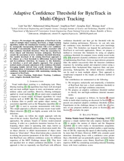 Adaptive Confidence Threshold for ByteTrack in Multi-Object Tracking