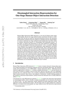 Disentangled Interaction Representation for One-Stage Human-Object
  Interaction Detection