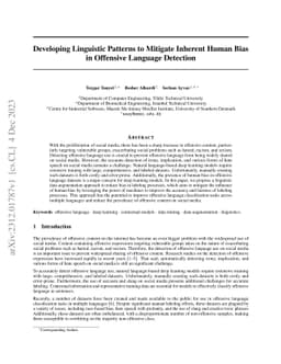 Developing Linguistic Patterns to Mitigate Inherent Human Bias in
  Offensive Language Detection