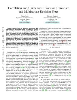 Correlation and Unintended Biases on Univariate and Multivariate
  Decision Trees