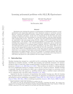 Learning Polynomial Problems with $SL(2,\mathbb{R})$ Equivariance