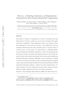 Mercury: A modeling, simulation, and optimization framework for data
  stream-oriented IoT applications