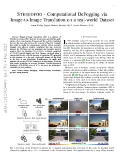 STEREOFOG -- Computational DeFogging via Image-to-Image Translation on a
  real-world Dataset