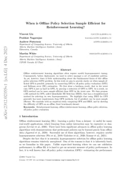 When is Offline Policy Selection Sample Efficient for Reinforcement
  Learning?