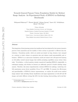 Towards General Purpose Vision Foundation Models for Medical Image
  Analysis: An Experimental Study of DINOv2 on Radiology Benchmarks