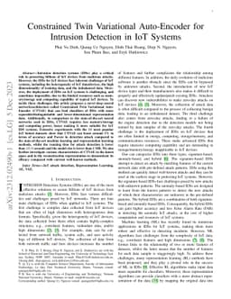 Constrained Twin Variational Auto-Encoder for Intrusion Detection in IoT
  Systems
