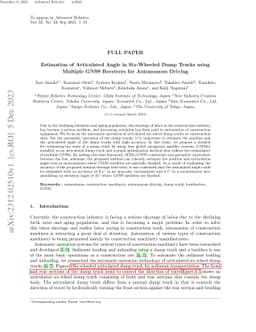 Estimation of articulated angle in six-wheeled dump trucks using
  multiple GNSS receivers for autonomous driving